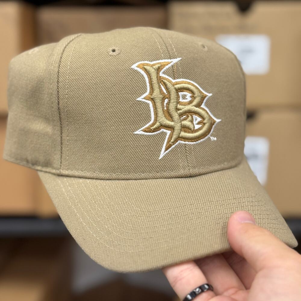 Vintage Zephyr Long Beach State Fitted Hat Khaki Gold LB Logo 6 7/8 NWT